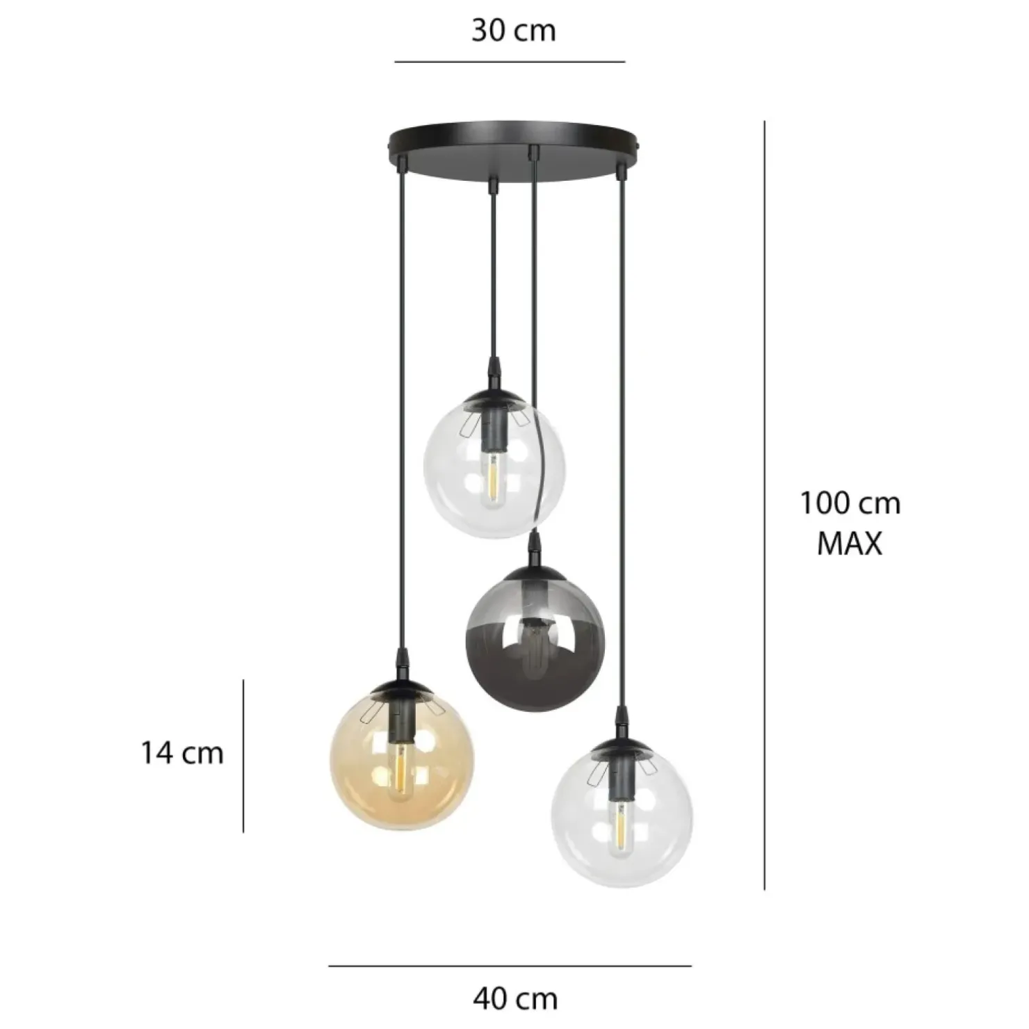 Discount Sklep Kaja Lampa wisząca na okrągłej podsufitce 714/4PREM | Kaja Oświetlenie