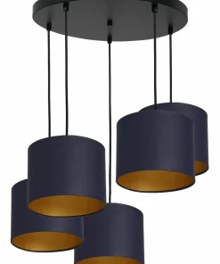 Lampa wisząca, pięć granatowych abażurów LX 3571 z serii ARDEN | Kaja*Sklep Kaja Discount