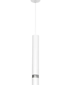 Shop Sklep Kaja Lampa wisząca, pojedyncza tuba, biało-srebrna LX 9489 z serii RENO