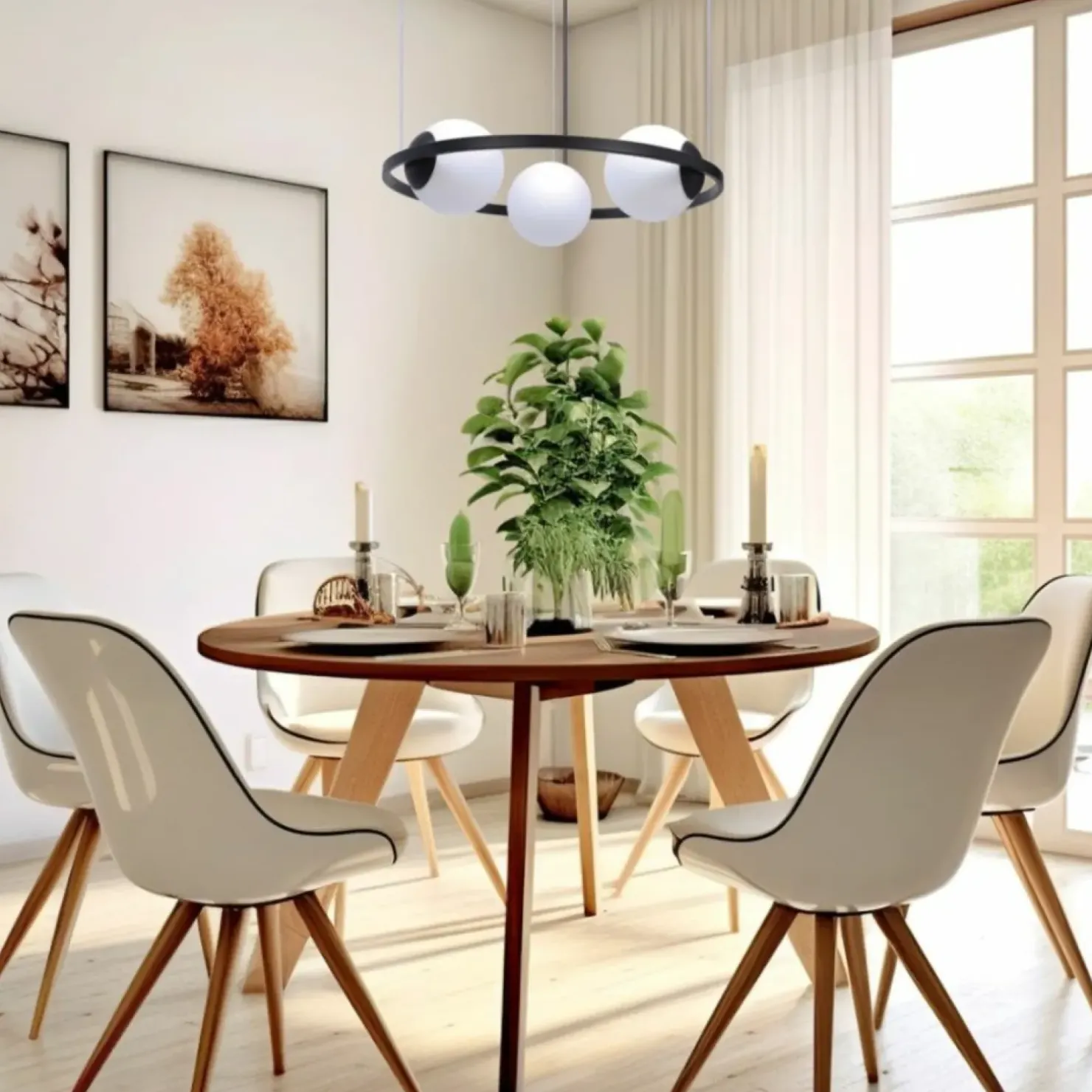 Cheap Sklep Kaja Lampa wisząca poziomy okrąg z białymi kloszami 5004 z serii ORBIT