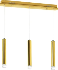 Clearance Sklep Kaja Lampa wisząca, trzy podłużne tuby, kolor złota ML5714 z serii GOLDIE | Kaja Oświ