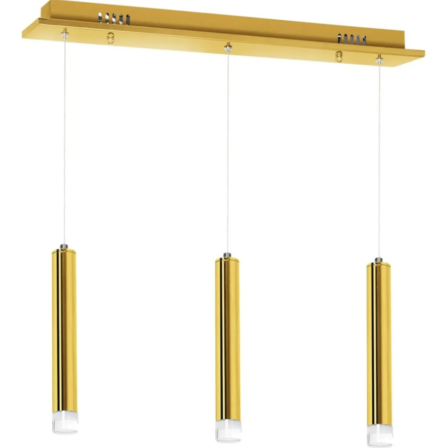 Clearance Sklep Kaja Lampa wisząca, trzy podłużne tuby, kolor złota ML5714 z serii GOLDIE | Kaja Oświ