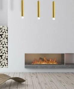 Clearance Sklep Kaja Lampa wisząca, trzy podłużne tuby, kolor złota ML5714 z serii GOLDIE | Kaja Oświ