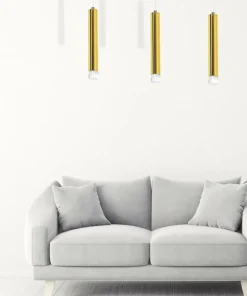 Clearance Sklep Kaja Lampa wisząca, trzy podłużne tuby, kolor złota ML5714 z serii GOLDIE | Kaja Oświ