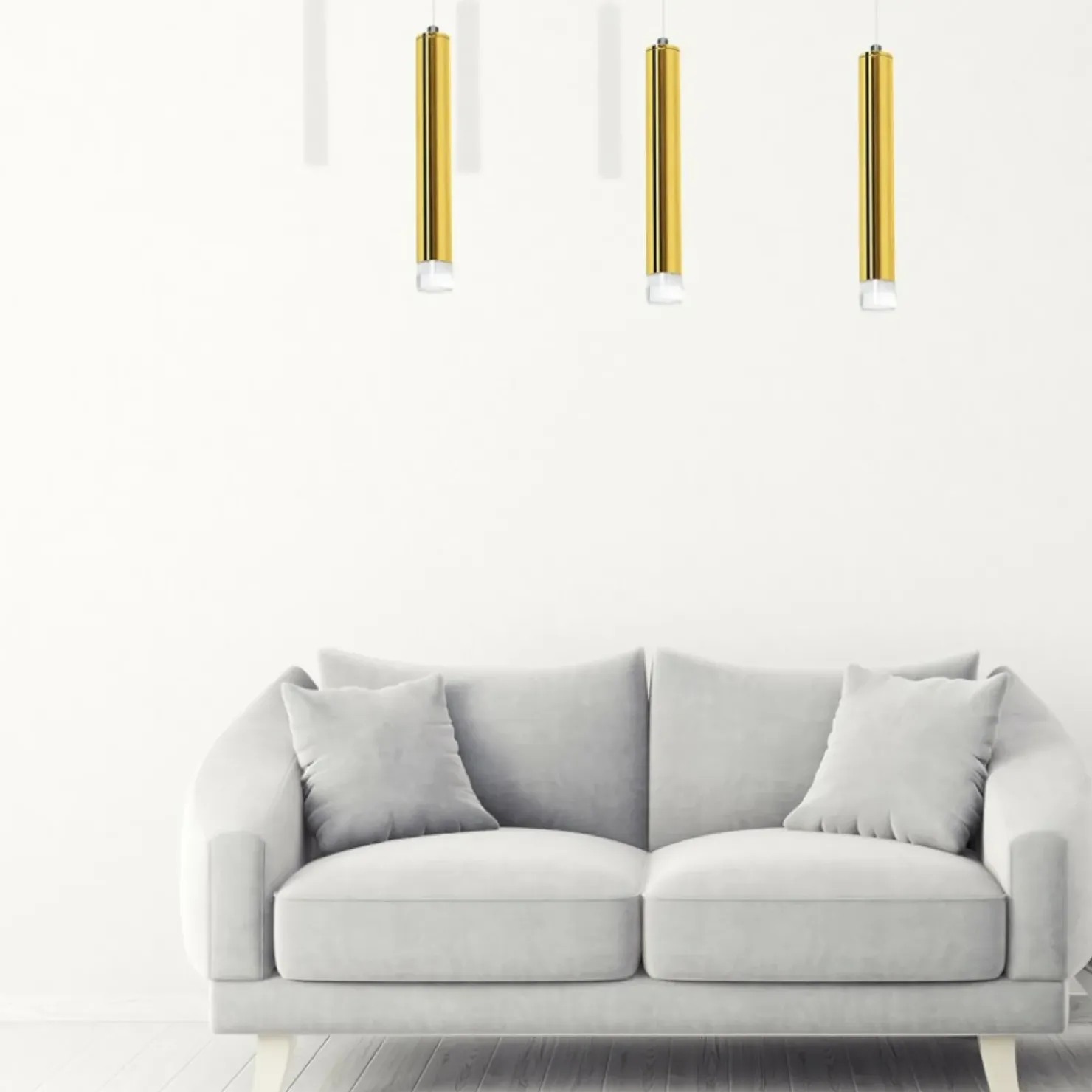 Clearance Sklep Kaja Lampa wisząca, trzy podłużne tuby, kolor złota ML5714 z serii GOLDIE | Kaja Oświ