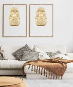 Outlet Sklep Kaja Lampa wisząca w stylu boho, pleciony abażur ML0352 ARONA | Kaja