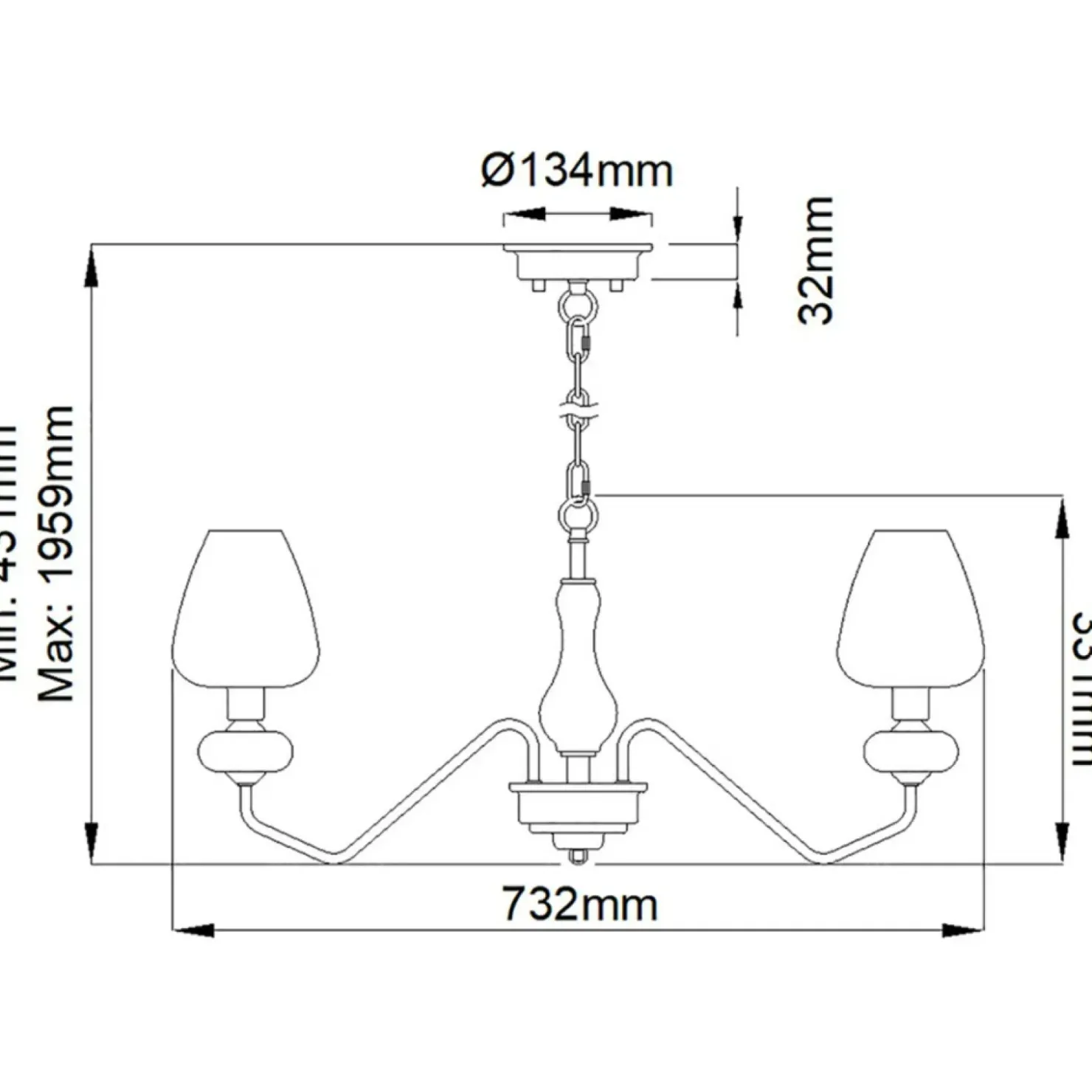 Lampa wisząca, żyrandol na łańcuchu DL-ARMAND3-AB z serii ARMAND*Sklep Kaja Clearance