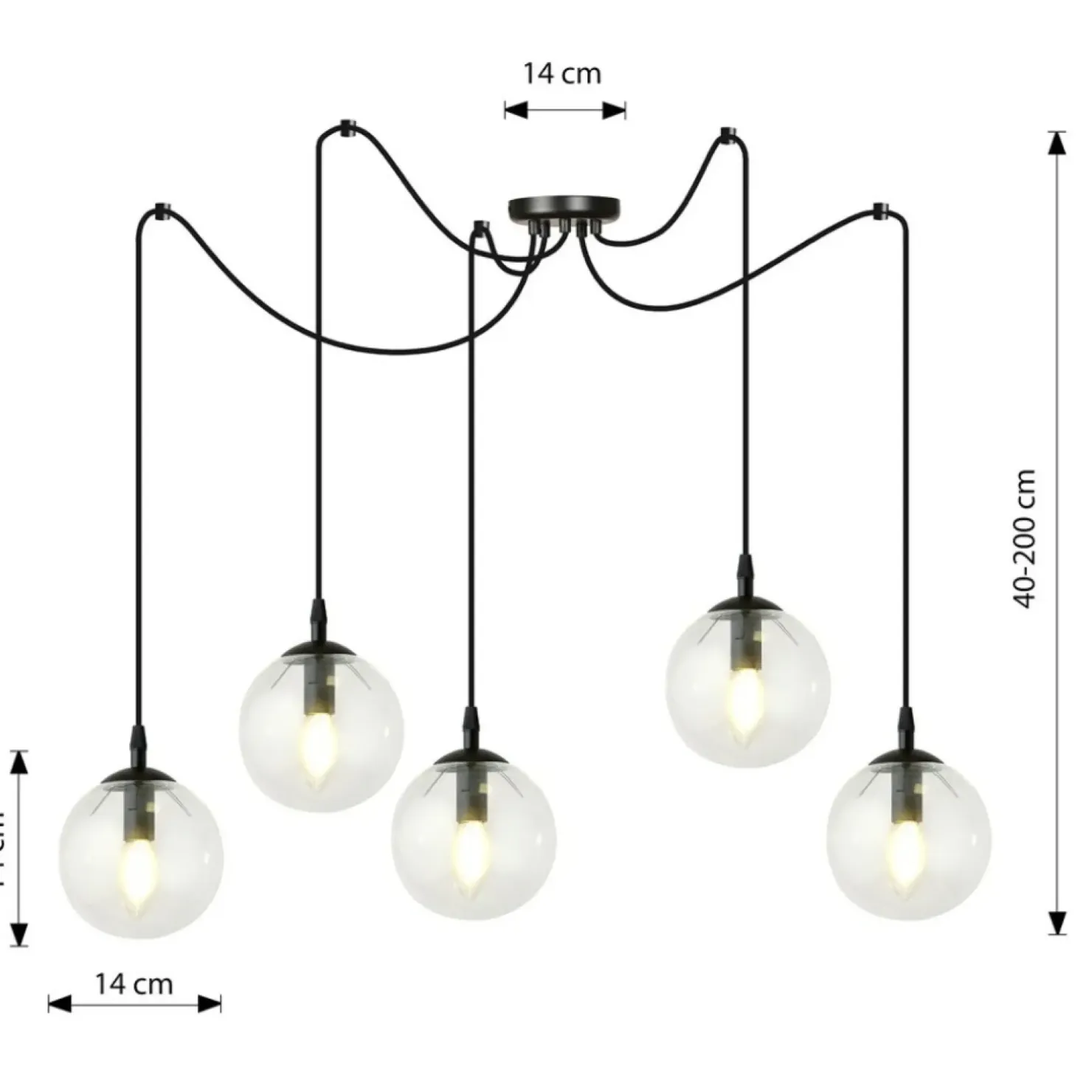 Sale Sklep Kaja Lampa wisząca z 5 kloszami dająca dużo światła 936/5 | Kaja