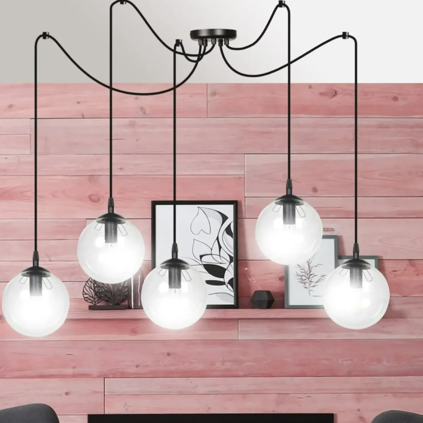 Sale Sklep Kaja Lampa wisząca z 5 kloszami dająca dużo światła 936/5 | Kaja