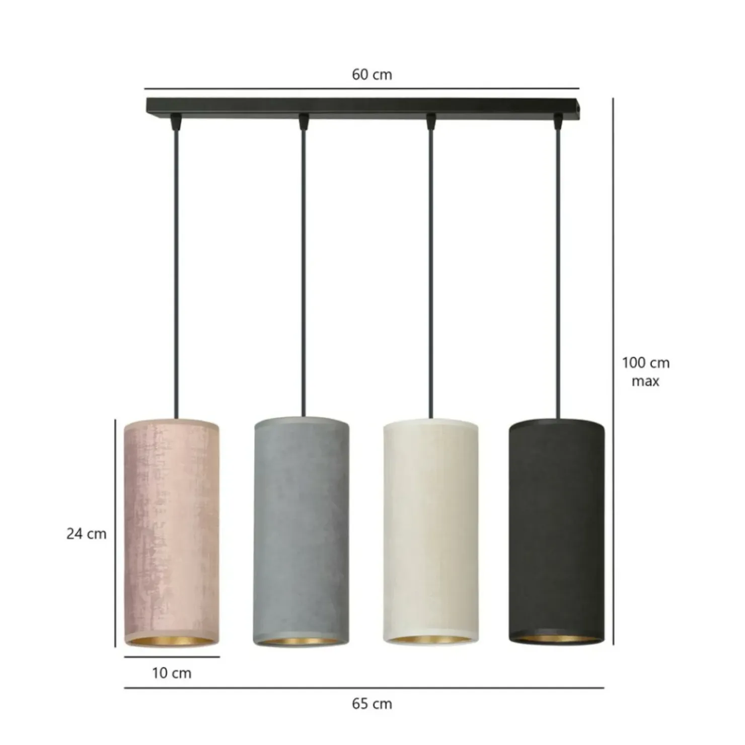 Lampa wisząca z abażurami w różnych kolorach 1068/4 BENTE | Kaja*Sklep Kaja Hot