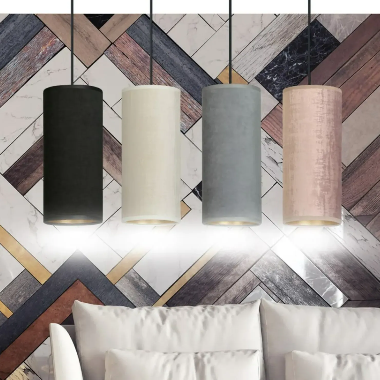 Lampa wisząca z abażurami w różnych kolorach 1068/4 BENTE | Kaja*Sklep Kaja Hot