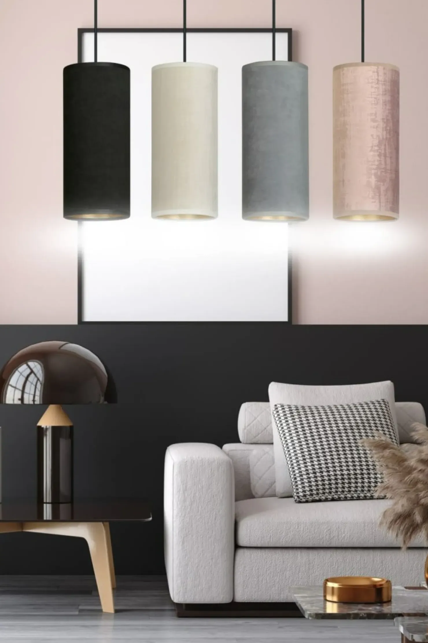 Lampa wisząca z abażurami w różnych kolorach 1068/4 BENTE | Kaja*Sklep Kaja Hot