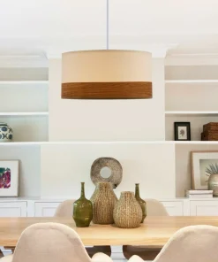 Sale Sklep Kaja Lampa wisząca z abażurem, biały i orzech 31-17536 z serii BIANCO