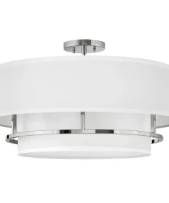 New Sklep Kaja Lampa wisząca z abażurem, srebrna HK-GRAHAM-L-PN z serii GRAHAM polerowanynikiel