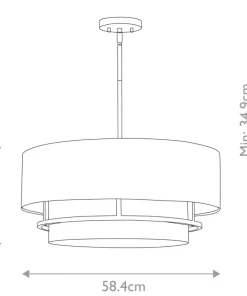 New Sklep Kaja Lampa wisząca z abażurem, srebrna HK-GRAHAM-L-PN z serii GRAHAM polerowanynikiel