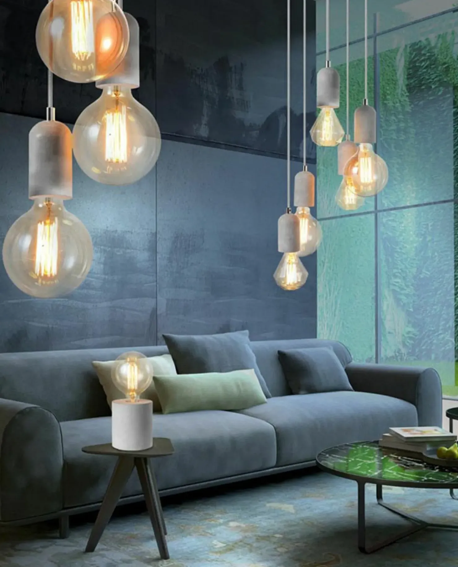 Flash Sale Sklep Kaja Lampa wisząca z betonowymi oprawkami na żarówki AZ2385 VOLTA | Kaja szary
