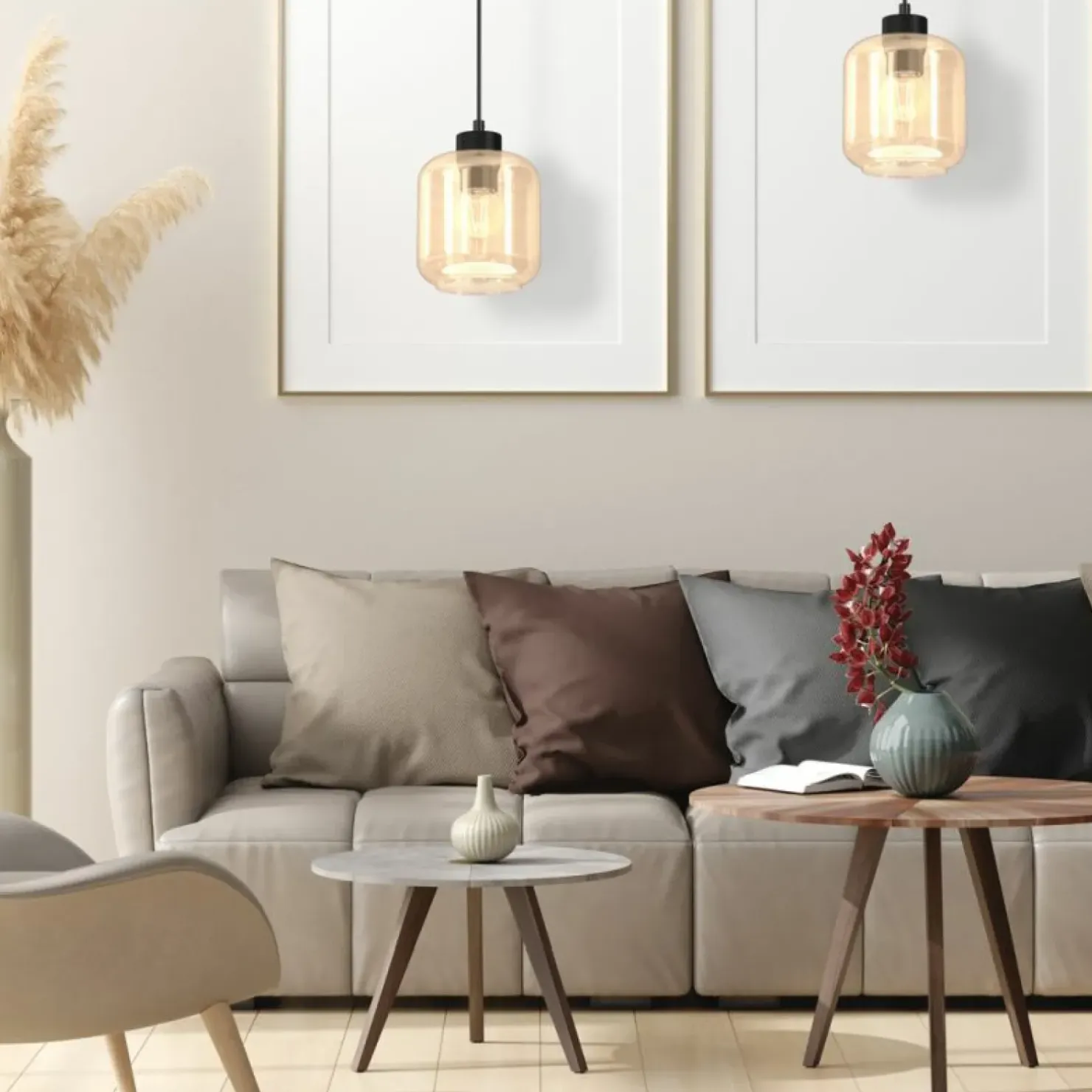 Fashion Sklep Kaja Lampa wisząca z ciepłym, dużym kloszem MLP8370 SOMBRA | Kaja
