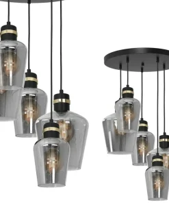 Sale Sklep Kaja Lampa wisząca z czarno-złotymi oprawkami MLP6542 RICHMOND | Kaja