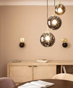 Discount Sklep Kaja Lampa wisząca z dekoracyjnymi kloszami ABR-3SLWS-E14 SFERO | Kaja czarno-złoty
