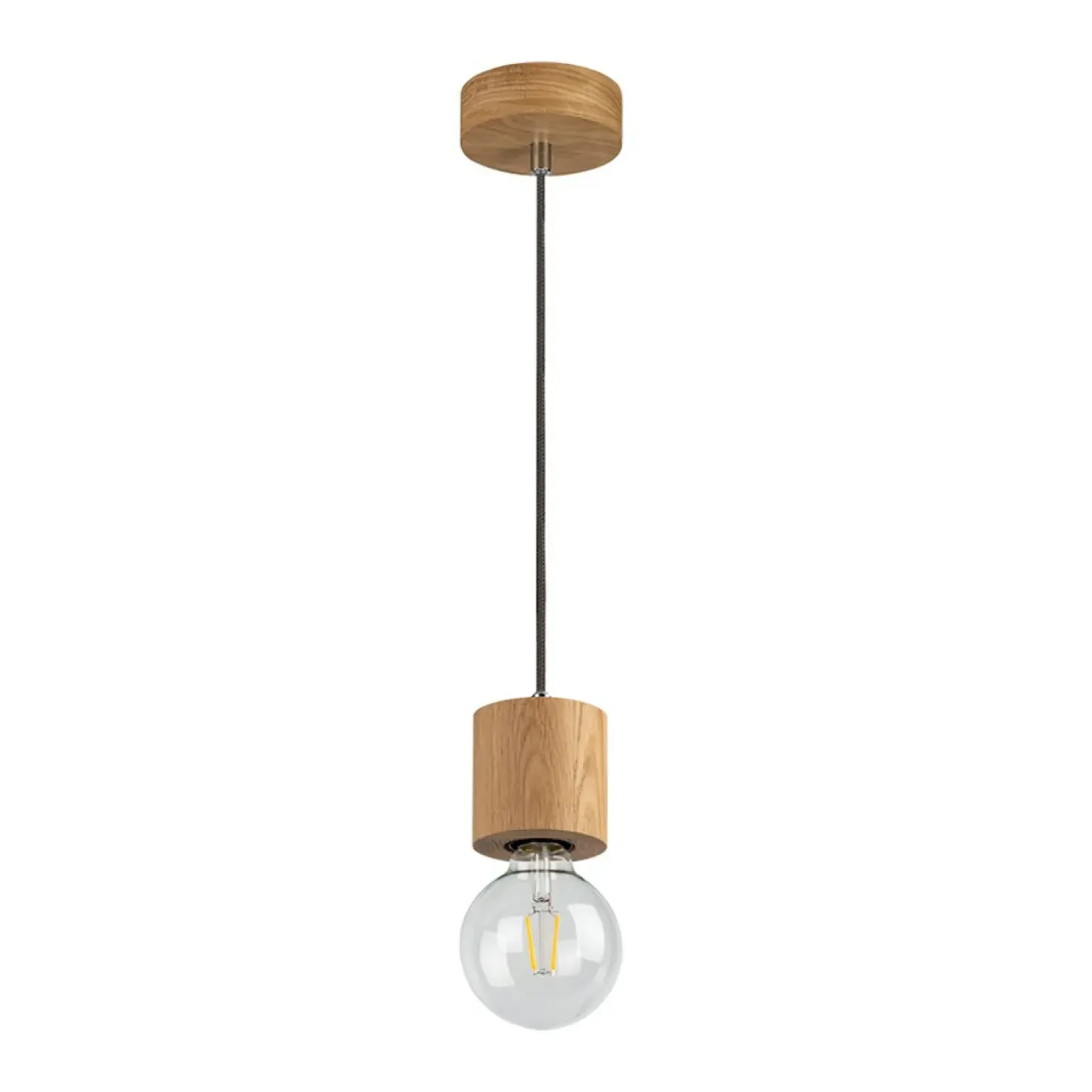 Shop Sklep Kaja Lampa wisząca z drewnianą oprawką, bez klosza 7061174 TRONGO | Kaja dąbolejowany