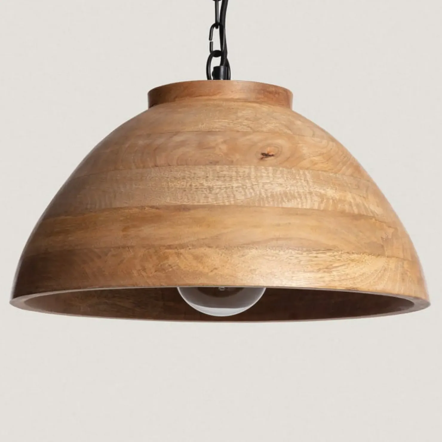 Outlet Sklep Kaja Lampa wisząca z drewnianym abażurem ABR-NLW35-BH-E27 BOHO | Kaja brązowy