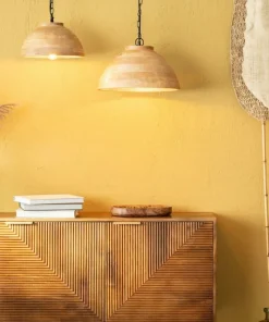 Outlet Sklep Kaja Lampa wisząca z drewnianym abażurem ABR-NLW35-BH-E27 BOHO | Kaja brązowy
