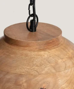 Outlet Sklep Kaja Lampa wisząca z drewnianym abażurem ABR-NLW35-BH-E27 BOHO | Kaja brązowy