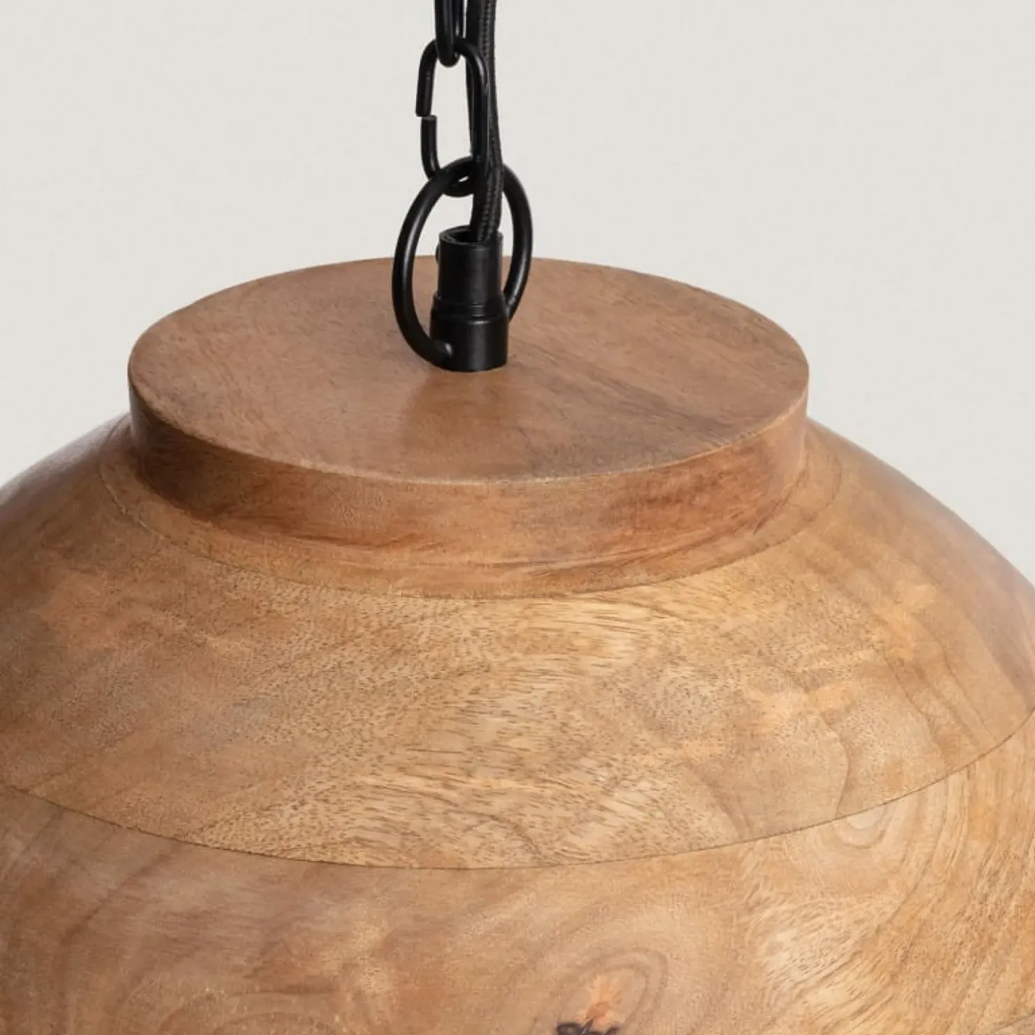 Outlet Sklep Kaja Lampa wisząca z drewnianym abażurem ABR-NLW35-BH-E27 BOHO | Kaja brązowy