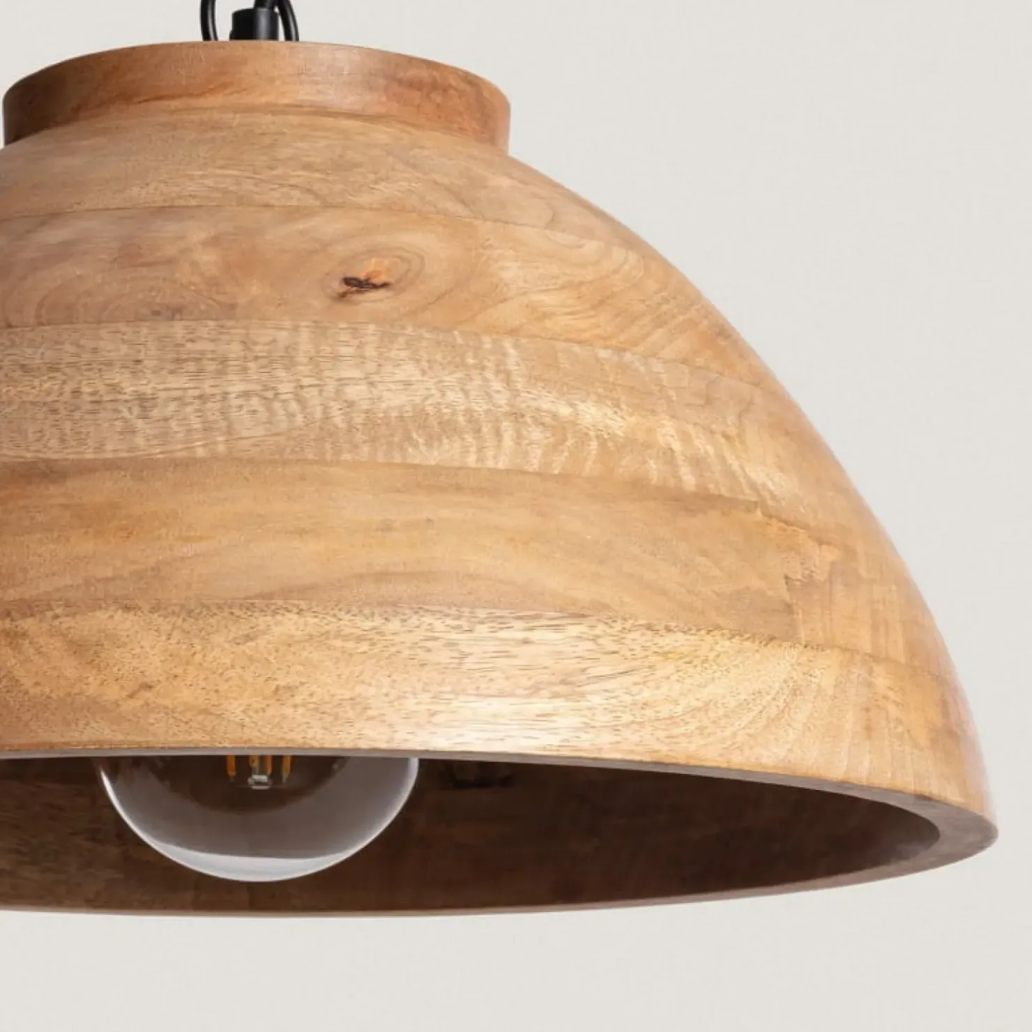 Outlet Sklep Kaja Lampa wisząca z drewnianym abażurem ABR-NLW35-BH-E27 BOHO | Kaja brązowy