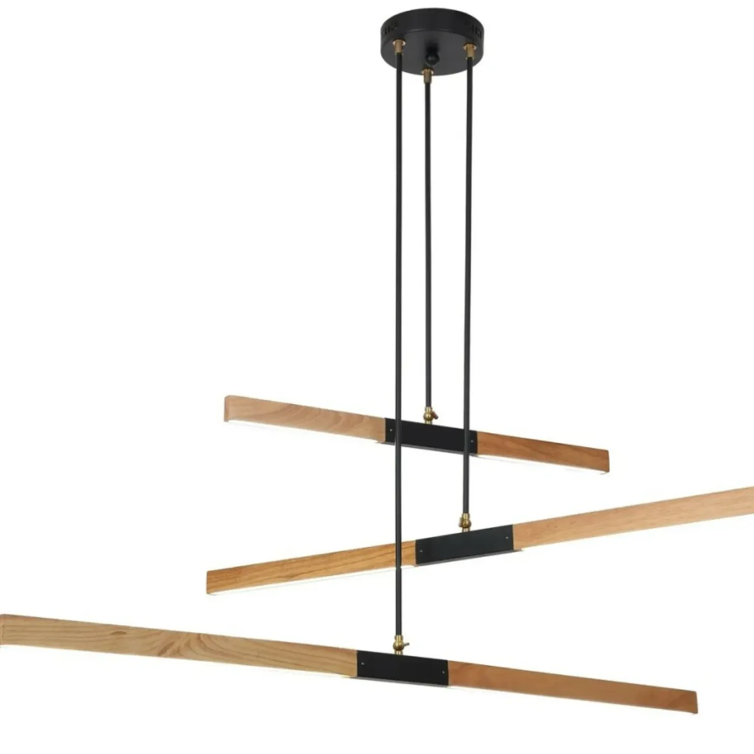 Outlet Sklep Kaja Lampa wisząca z drewnianymi listwami LP-2828/3P LUGANO | Kaja
