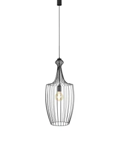 Store Sklep Kaja Lampa wisząca z drucianym kloszem na duży gwint 8847 | Kaja czarny