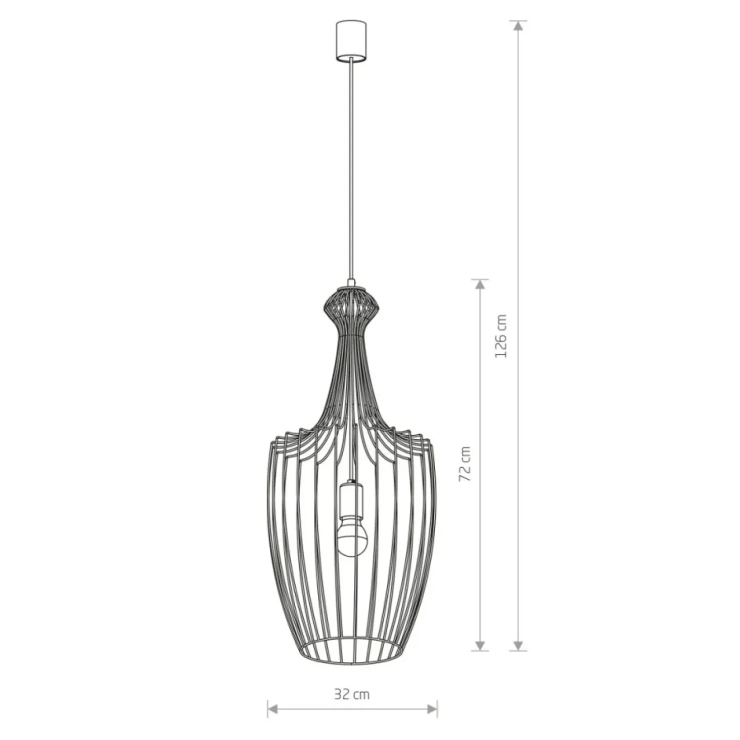 Store Sklep Kaja Lampa wisząca z drucianym kloszem na duży gwint 8847 | Kaja czarny
