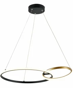 Outlet Sklep Kaja Lampa wisząca z dwoma kołami LED, do salonu 20002P-GD RANDO | Kaja