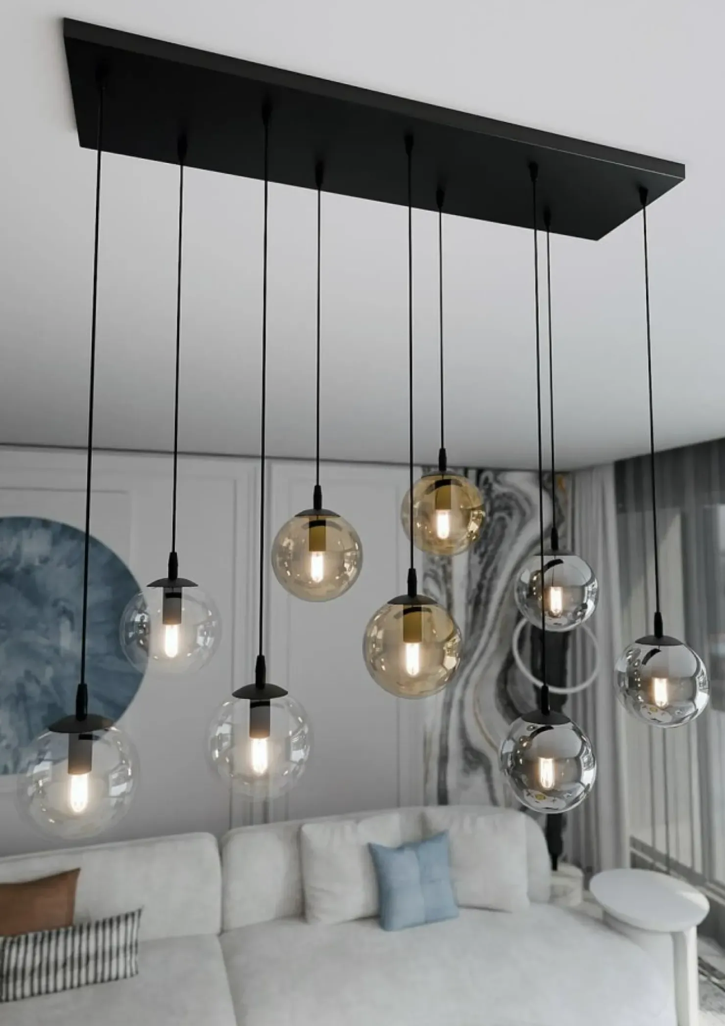 Cheap Sklep Kaja Lampa wisząca z dwukolorowymi kloszami 714/9M1 | Kaja Oświetlenie