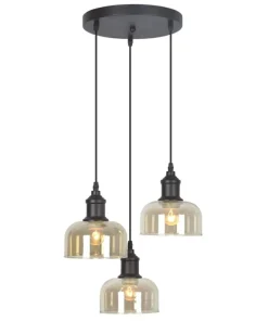 Store Sklep Kaja Lampa wisząca z kloszami retro K-JSL-1208/3P DORO | Kaja Oświetlenie czarny
