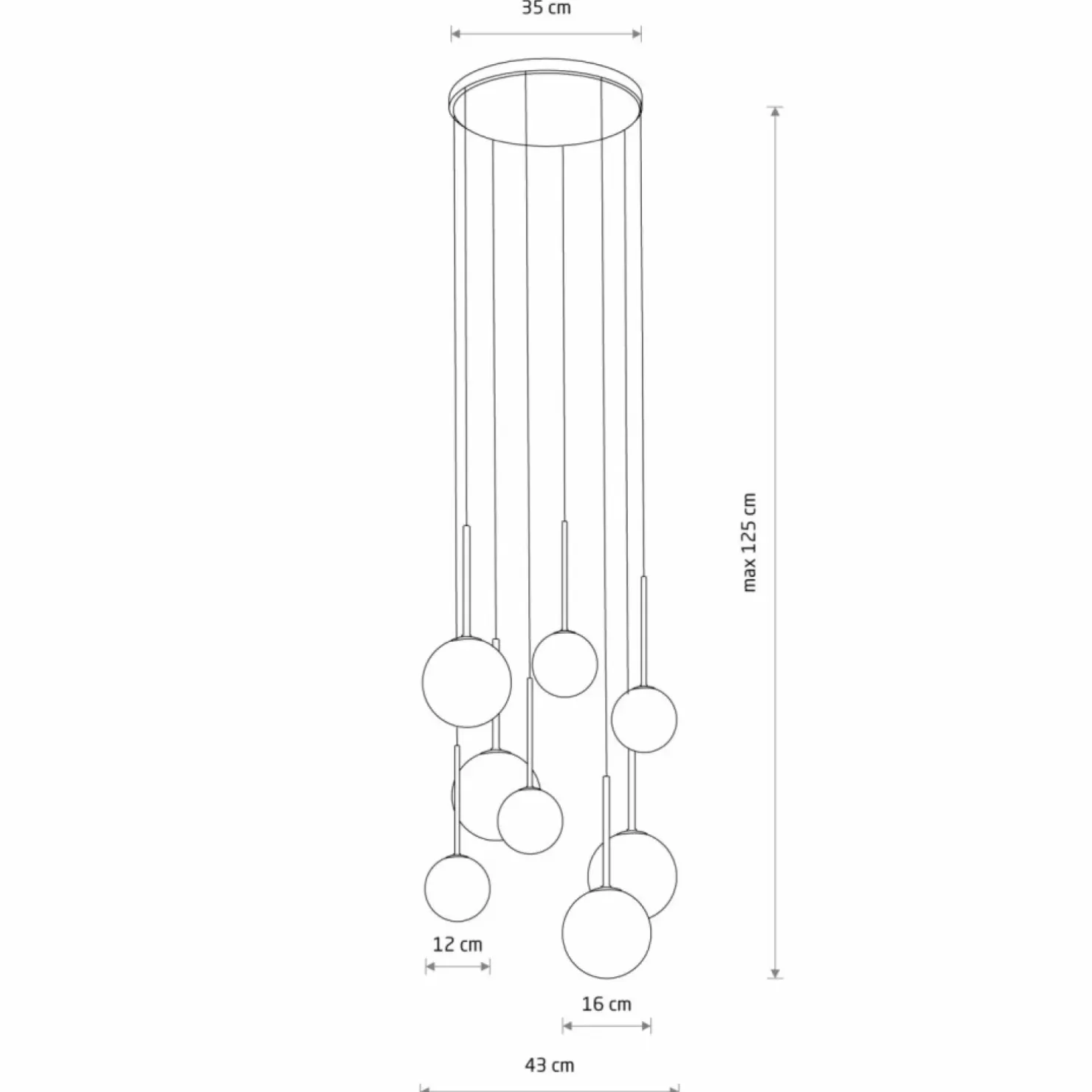 Store Sklep Kaja Lampa wisząca z kloszami w dwóch rozmiarach 10934 KARO | Kaja