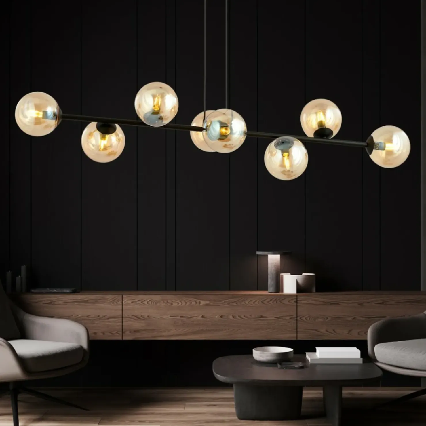 Outlet Sklep Kaja Lampa wisząca z kloszami w kolorze miodu 876/8 | Kaja Oświetlenie