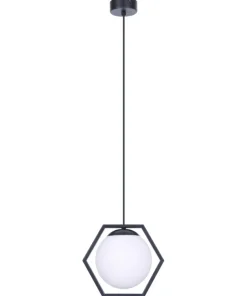 Shop Sklep Kaja Lampa wisząca z kloszem w sześciokątnej ramce K-4785 | Kaja