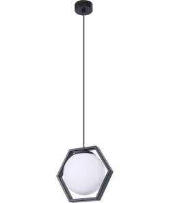 Shop Sklep Kaja Lampa wisząca z kloszem w sześciokątnej ramce K-4785 | Kaja
