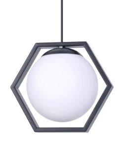 Shop Sklep Kaja Lampa wisząca z kloszem w sześciokątnej ramce K-4785 | Kaja