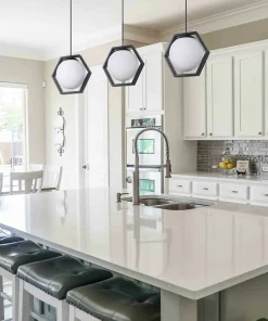 Shop Sklep Kaja Lampa wisząca z kloszem w sześciokątnej ramce K-4785 | Kaja