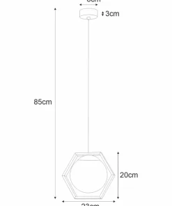 Shop Sklep Kaja Lampa wisząca z kloszem w sześciokątnej ramce K-4785 | Kaja