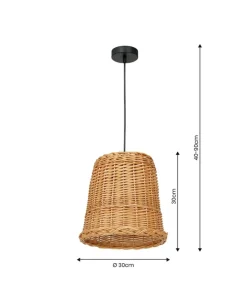 Outlet Sklep Kaja Lampa wisząca z kloszem z naturalnego materiału MLP7990 z serii VIMINI | Kaja Oś