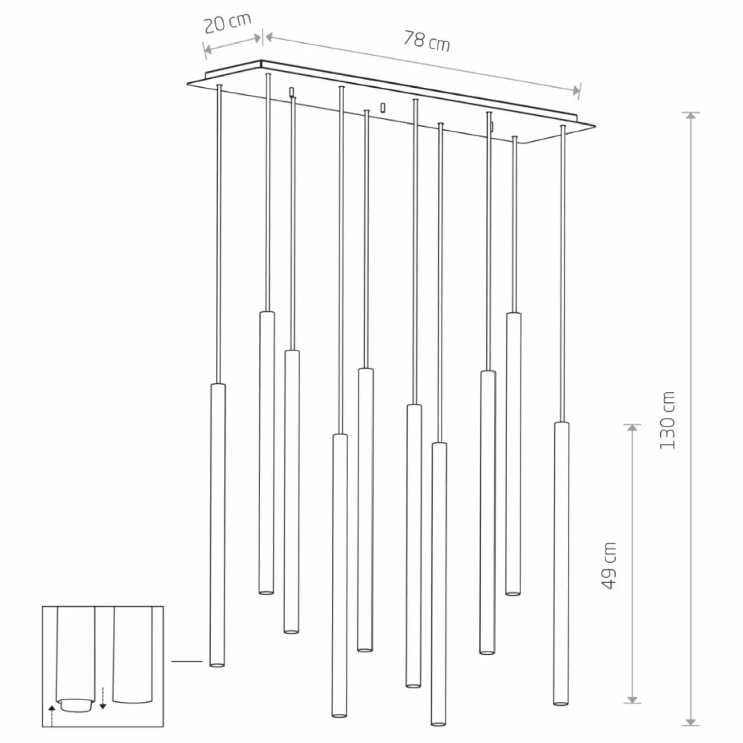 Store Sklep Kaja Lampa wisząca z kolorowymi tubami, nad wyspę 10705 LASER | Kaja
