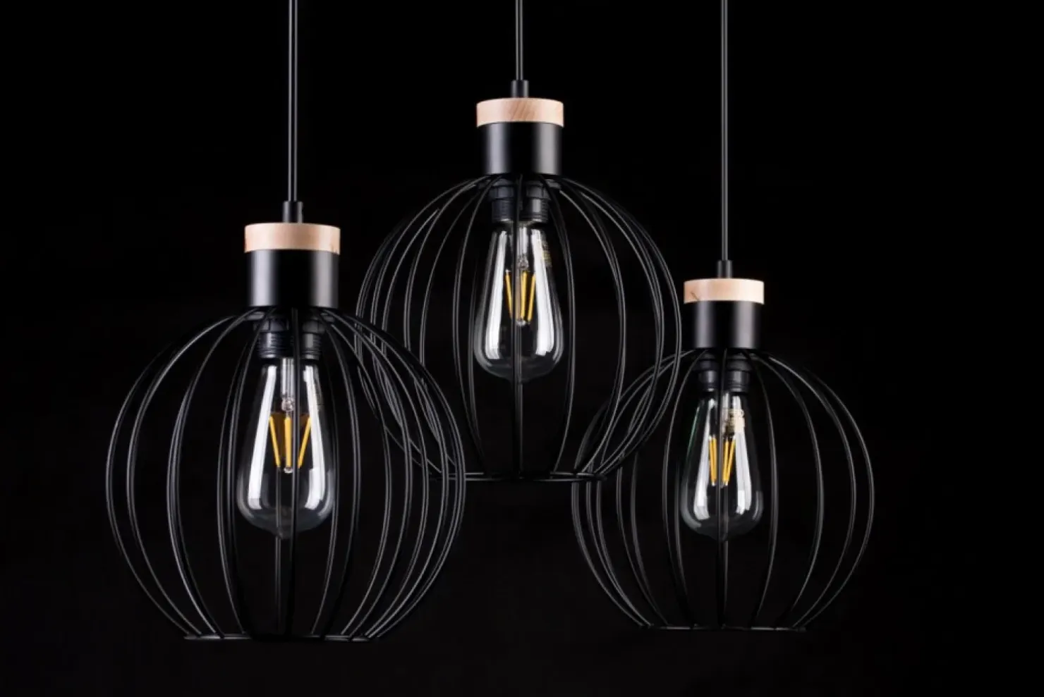 Store Sklep Kaja Lampa wisząca z kulistym drucianym kloszem 754/3 | Kaja Oświetlenie czarny