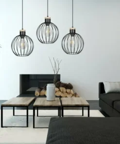 Store Sklep Kaja Lampa wisząca z kulistym drucianym kloszem 754/3 | Kaja Oświetlenie czarny