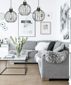 Store Sklep Kaja Lampa wisząca z kulistym drucianym kloszem 754/3 | Kaja Oświetlenie czarny