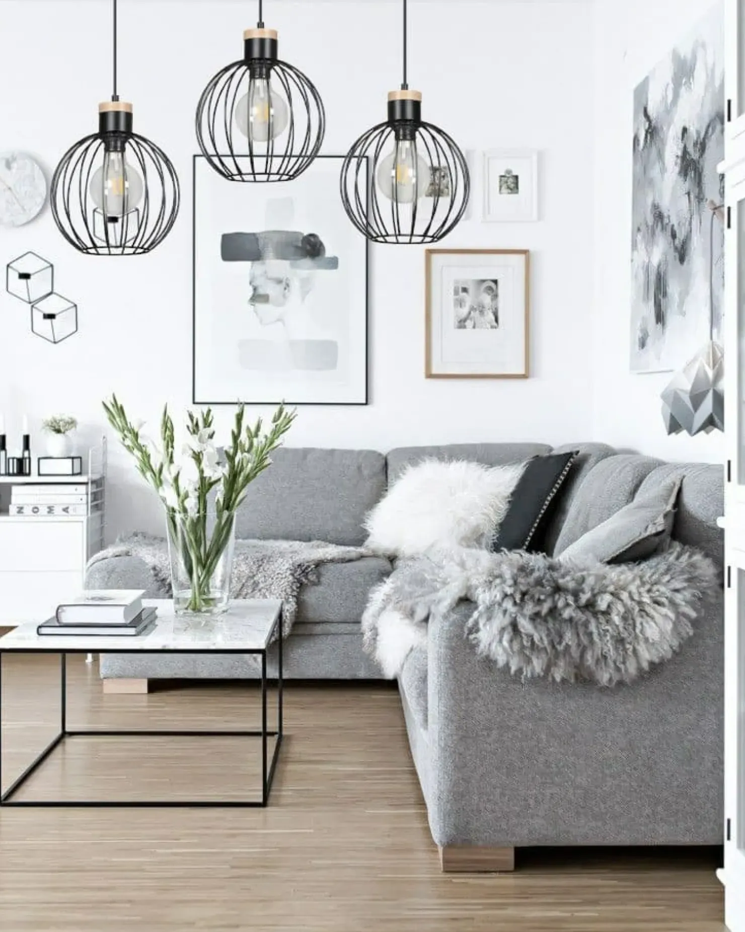 Store Sklep Kaja Lampa wisząca z kulistym drucianym kloszem 754/3 | Kaja Oświetlenie czarny