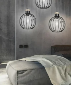 Store Sklep Kaja Lampa wisząca z kulistym drucianym kloszem 754/3 | Kaja Oświetlenie czarny