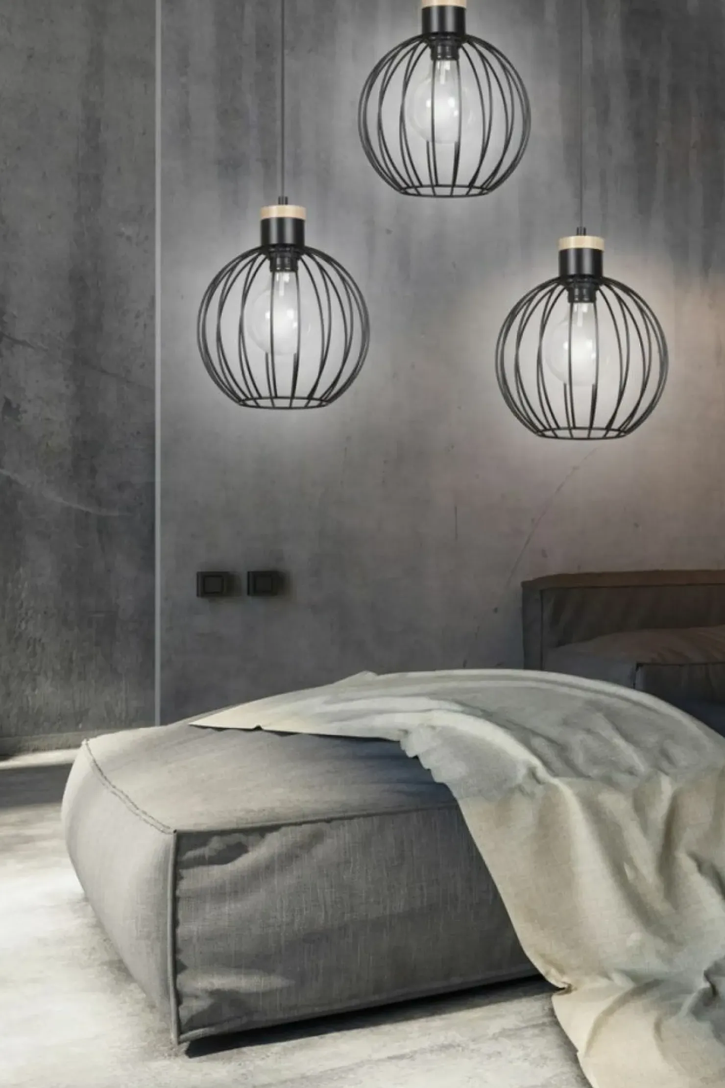 Store Sklep Kaja Lampa wisząca z kulistym drucianym kloszem 754/3 | Kaja Oświetlenie czarny